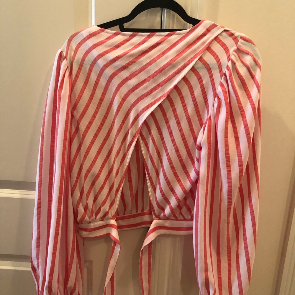 English Factory Strioe Wrap Top